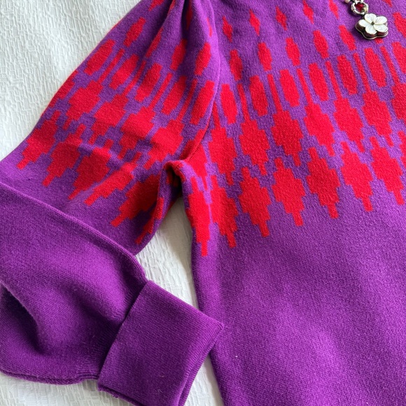 Purple and Red Fair Isle Turtleneck Sweater - Picture 4 of 8